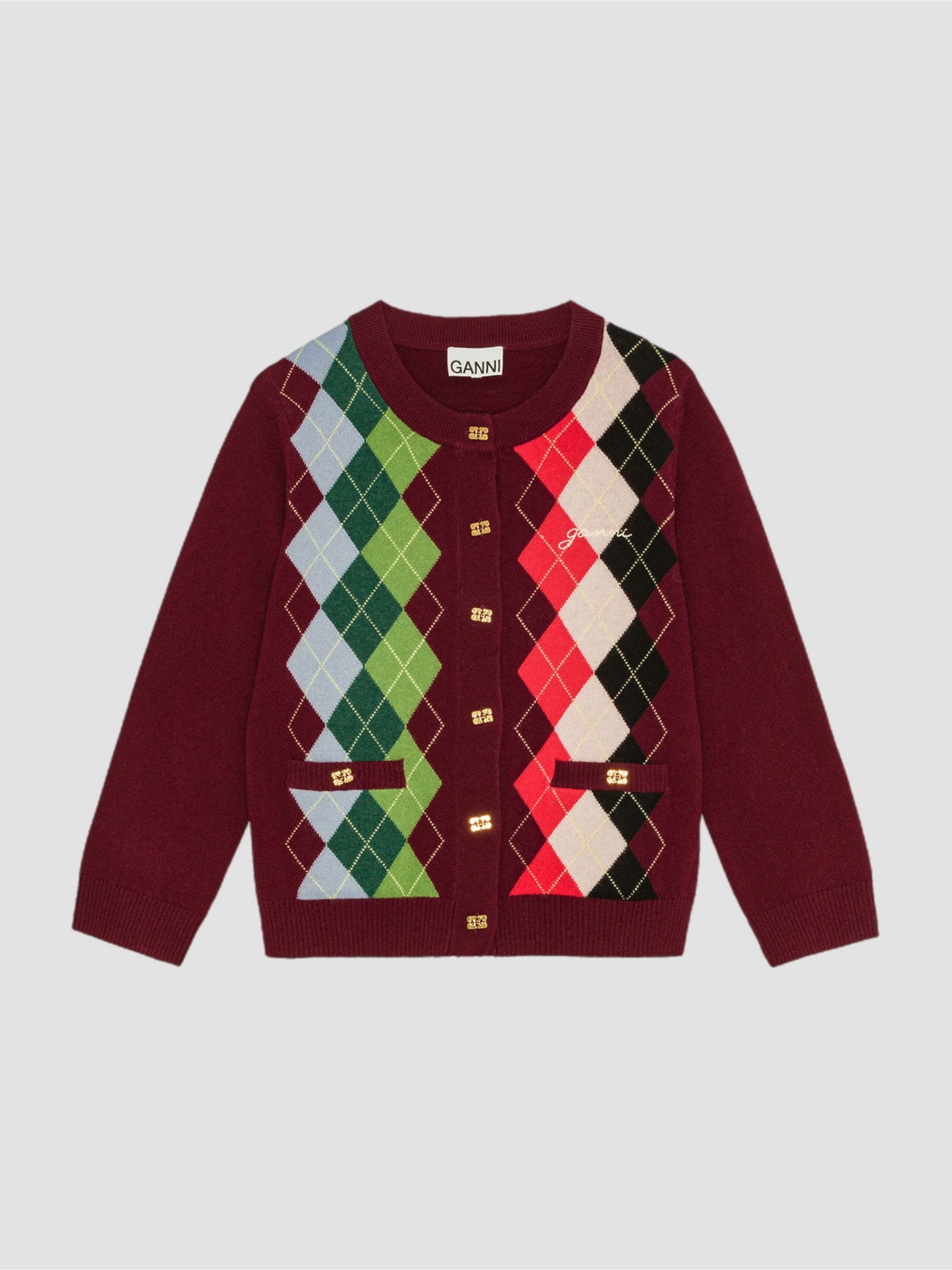 Ganni Check Cardigan